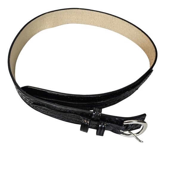 Dutyman 36" Black Basketweave Leather Belt Suede Backing Metal Hook Loop - Picture 1 of 16